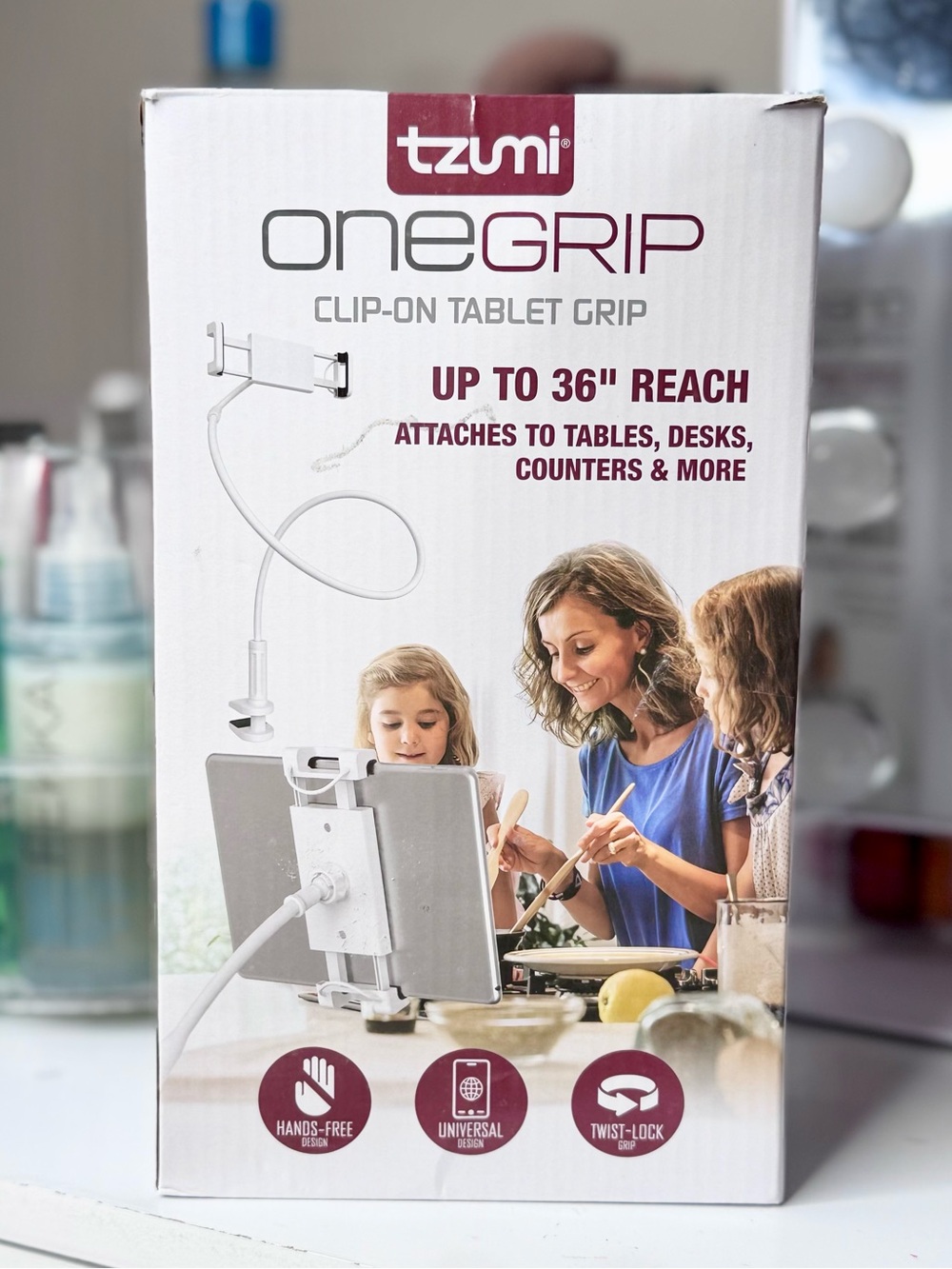Tzumi OneGrip Clip-On Tablet Grip - White//New Open Box